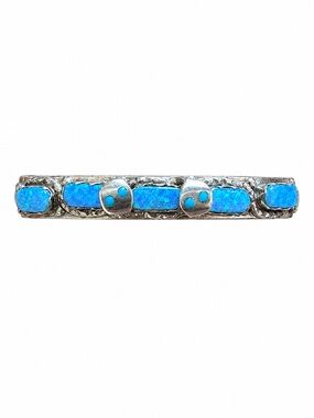 Effie Zuni Sterling Silver Blue Opal Snake Cuff Bracelet